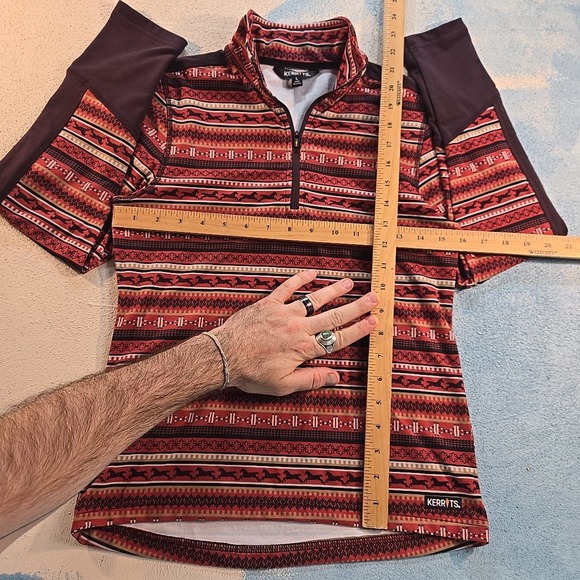 Kerrits‎ Girls L Horse Print Quarter Zip Long Sleeve Riding Shirt Top Kid's EUC - Picture 3 of 7